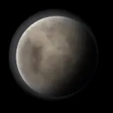 Artist's impression: the rock-temperate look, for radius below 1.6 R⊕, Teq 200 to 350 K: grey-brown rock and a thin neutral rim; no oceans, continents or clouds. A still of the look, not of a particular planet.